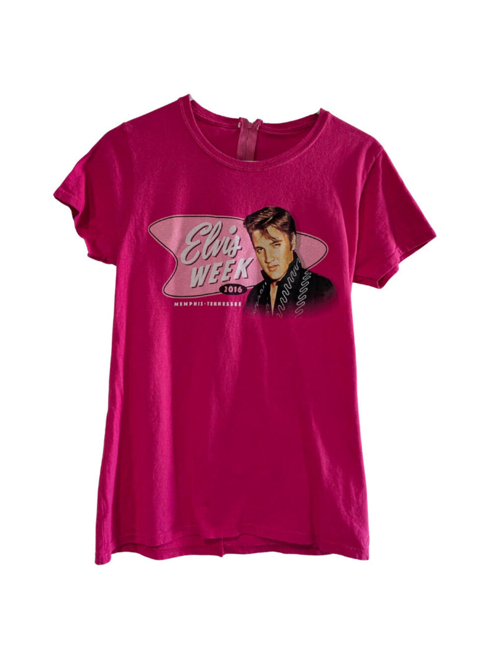 Elvis Week 2016 Memphis Women's T-Shirt, Size XS, Pink, Short Sleeve